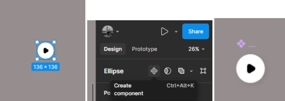 Captura de tela do Figma criando um componente master