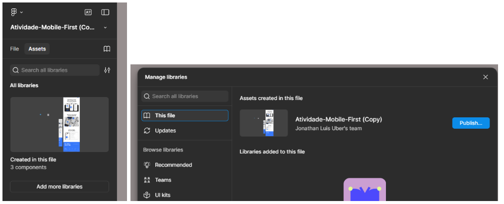 Captura de tela do Figma em organização de assets