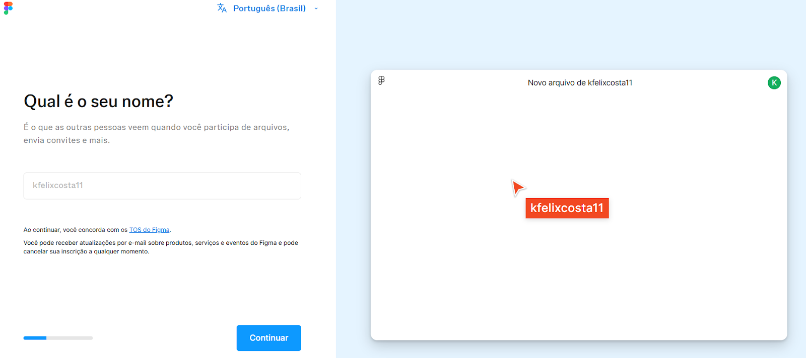 Captura de tela do Figma em qual seu nome